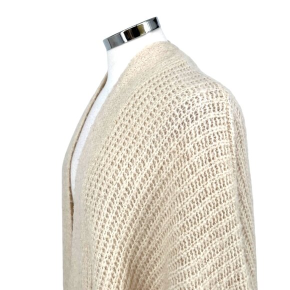 Dreamers Chunky Open Front Knit Cardigan Sweater Cream Size Medium - Picture 3 of 10